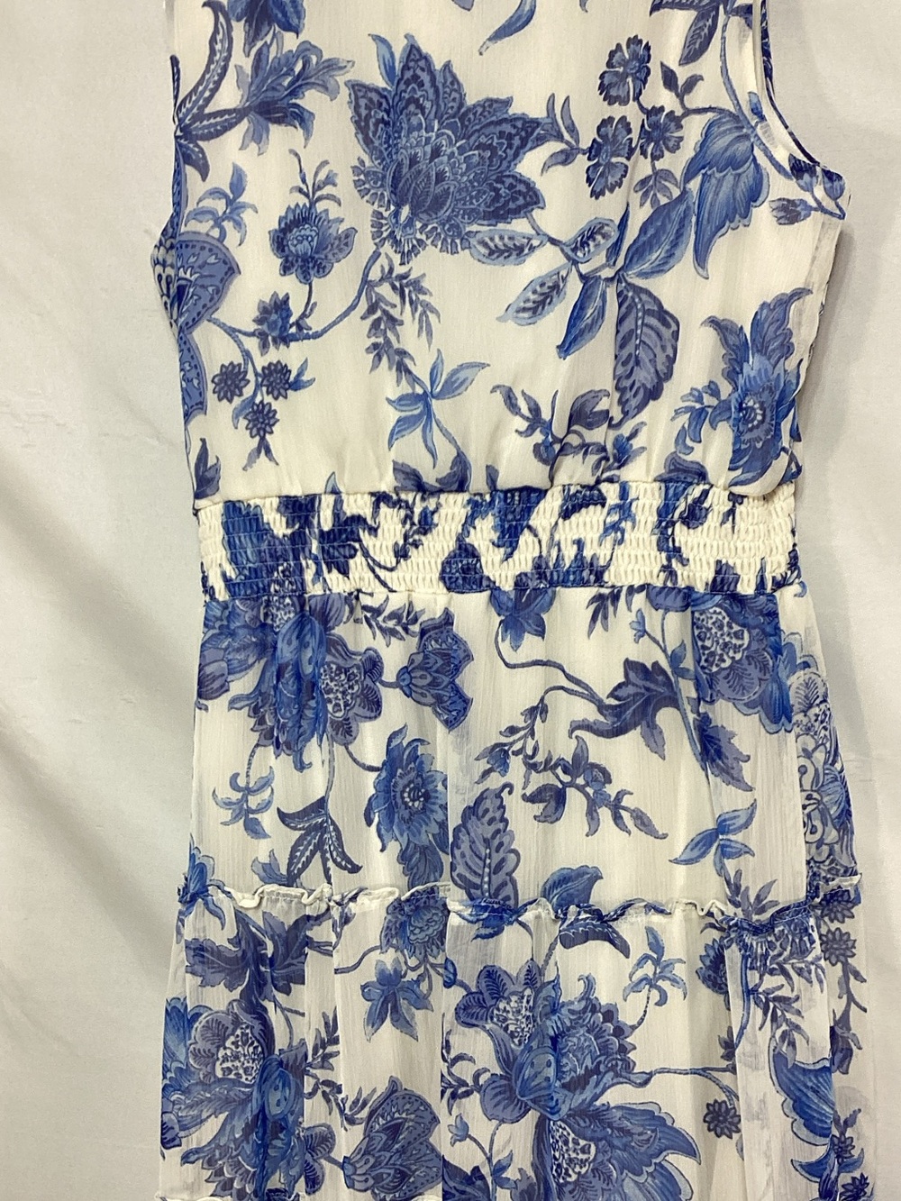 1. State White Maxi Dress with Blue Floral Print - Picture 9 of 16